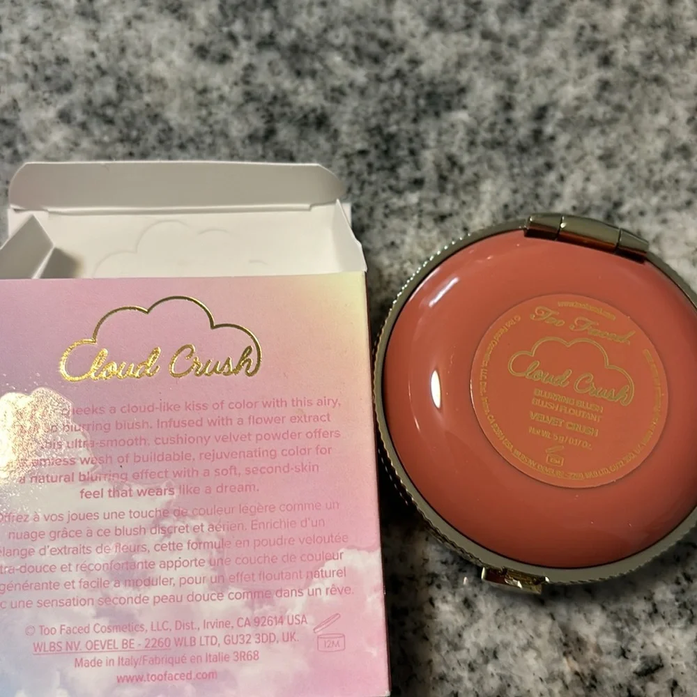 Too Faced Cloud Crush Blurring Blush VELVET CRUSH .17 oz NIB Full Sz